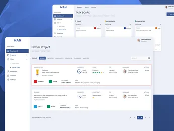 MAN project management and CRM web app dashboard