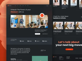 Landing page agency digital marketing dengan section layanan, artikel, dan CTA konsultasi